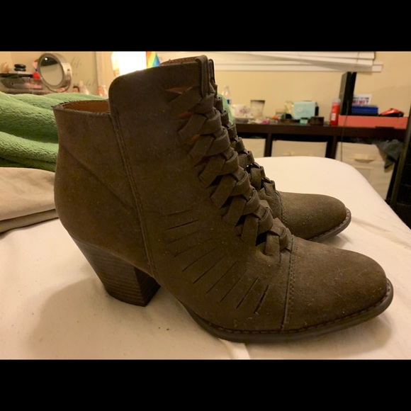 Ankle Booties in Olive Brown - Picture 3 of 5